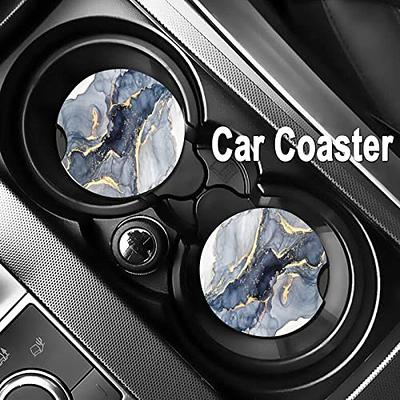 Car Cup Holder Coasters - Set of 4 Pack, Absorbent Ceramic Stone with A  Finger Notch for Easy Removal of Auto Cupholder Coaster,Best Accessory Keep