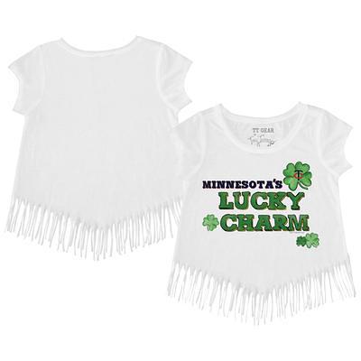 Girls Toddler Tiny Turnip White Philadelphia Phillies Baseball Bow Fringe T-Shirt