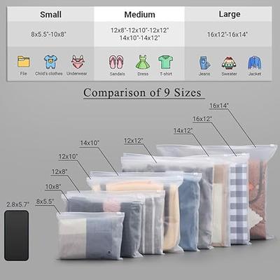  30PCS Frosted Slide Zip Plastic Bags,Large Ziplock Space Saver  Bags For Storing Luggage,Clothes,Shoes,3.2 Mil Reclosable Clear Poly Bags,10x14  inch, 14x18 inch,16x20 inch 3 Sizes : Industrial & Scientific