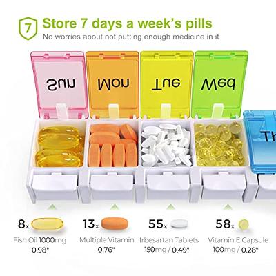FYY 2 Pcs Daily Pill Organizer, 7 Compartments Portable Pill Case Travel Pill  Organizer,[Folding Design]Pill Box for Purse Pocket to Hold Vitamins,Cod  Liver Oil,Supplements and Medication-Clear - Yahoo Shopping