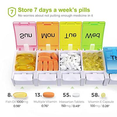 AUVON Pill Box 2 Times a Day, Weekly Pill Organizer AM PM with 7 Daily  Pocket Case to Hold Vitamin, Medicine, Medication, and Supplement