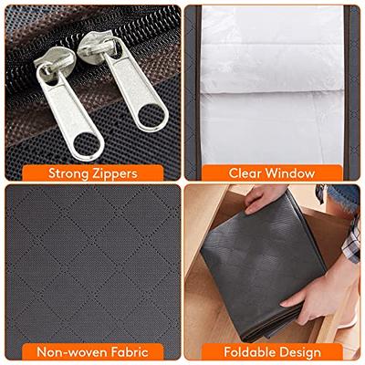 Lifewit 4-Pack Clothes Storage Bag, Foldable Storage Bins Closet Organizer  with Handle, 35L, Grey 