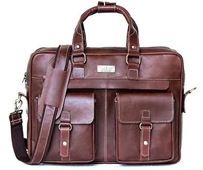 Hulsh Vintage Leather Laptop Bag for Men Full Grain Large Leather Messenger Bag for Men 18 Inches with Rustic Look Best Leather Briefcase