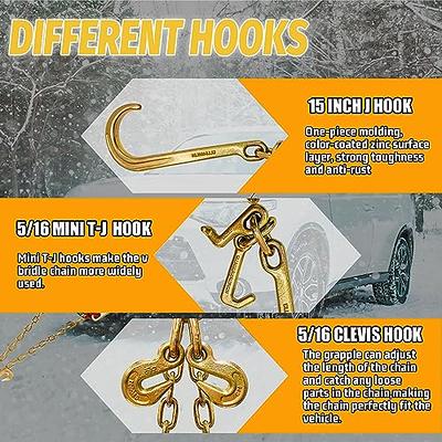 5/16''x 2' J Hook Tow Chain V Bridle T Hooks Pear Link Grab