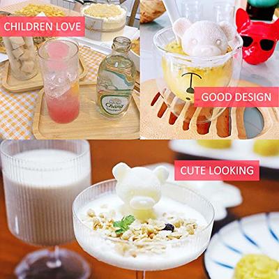 Whaline 2pcs 3D Teddy Bear Ice Silicone Molds Ice Cube Trays Mold Silicone Animal Mold Soap Candle Mold Ice Cube for Coffee Milk Tea Candy Gummy