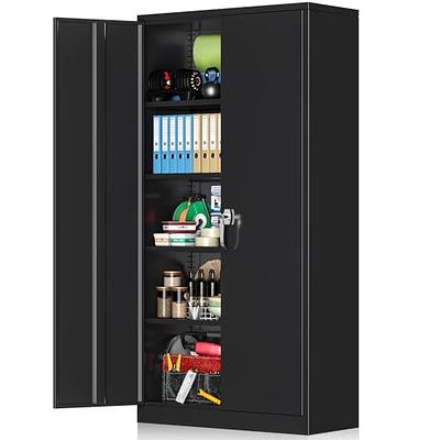 Atripark Metal Storage Cabinet with Lock, 72 Lockable Garage Tool Cabinet  with Doors and Shelves, Tall Steel Cabinet for Garage, Heavy-Duty Black  File Cabinet for Home Office, Gym, School(Dark Gray) - Yahoo