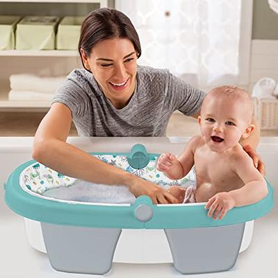 Inflatable Baby Bathtub with Air Pump, Bathtub Seat with Anti-Sliding  Saddle Horn for Newborn to Toddler, Portable Travel Shower Basin with Back