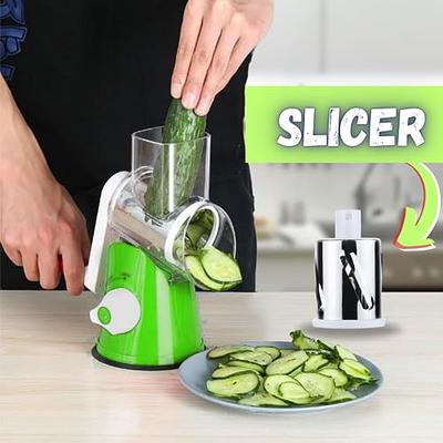 Rotary cheese Grater Shredder with handle 3 in 1 Nut grinder Chopper round  Tumbling box Mandoline slicer Vegetables slicers, Green - Yahoo Shopping