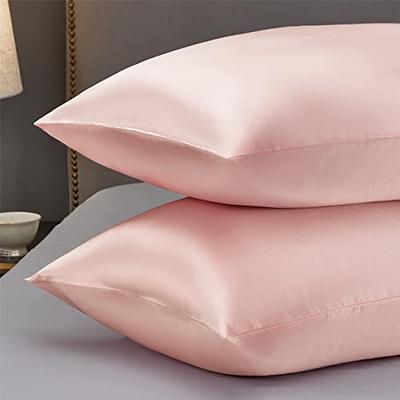 Bedsure Satin Pillowcase Standard Set of 2 - Pink Silky Pillow Covers for  Hair and Skin 20x26 Inches, 2 Pack with Envelope Closure, Similar to Silk