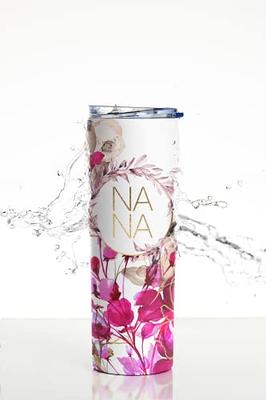 POSH SOIREE Floral Nana Tumbler, 20oz. with Straw and Lid