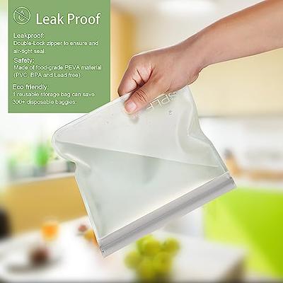 SPLF 10 Pack Reusable Sandwich Bags, Reusable Quart Freezer Bags