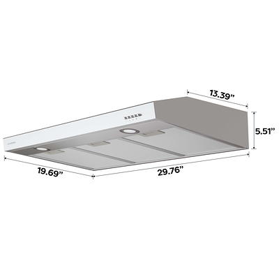 Ciarra 30 200 CFM Under Cabinet Convertible Range Hood in Stainless Steel with LED Lights - Silver