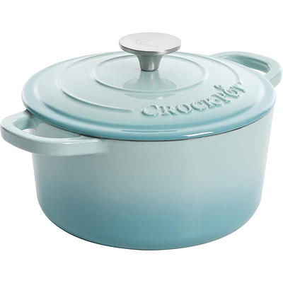 Crock Pot Artisan 5 Quart Cast Iron Dutch Oven Aqua Blue - Office Depot