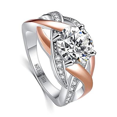 1 CT 925 Sterling Silver Round Cut Diamond Women Unique Engagement Rin –