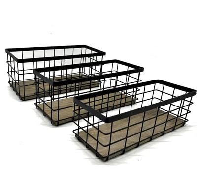 Qcold Bathroom Storage Basket, Metal Wire Basket for Organizing, Bathroom  Counter Organizer with Wooden Handles, Farmhouse Bathroom Decor Tray,  Toilet