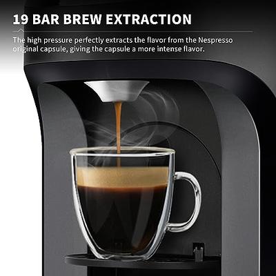 Nespresso Machine for Home, 3-in-1 Coffee Maker for Nespresso, K-Cup Pod and Ground Coffee, Coffee and Espresso Machine Combo Compatible with 19 Bar