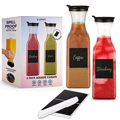 4 Pack Large 50 Oz Water Carafe with Flip Top Lid, Square Base Juice  Containers, Clear Plastic Pitcher - for Water, Iced Tea, Juice, Lemonade,  Milk