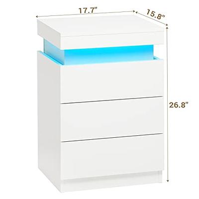 ADORNEVE Nightstand with Charging Station and LED Lights,Night Stand with  Sliding Top for Bedroom,Bedside Table with Drawers,Modern End Side Table,White  - Yahoo Shopping