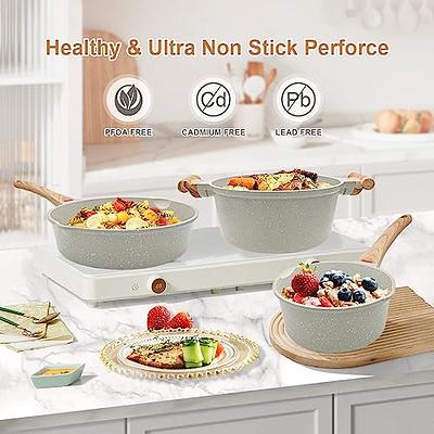 6Pcs Pots and Pans Set, Nonstick Cookware Set Detachable Handle, Induction  Kitch