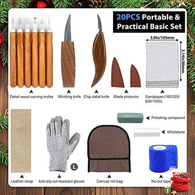 Wood Carving Tools Knife Set 20PCS DIY Wood Carving Kit for Beginners  Woodworking Knife Kit with Detail Wood Carving Tools, Whittling Knife,  Anti-Slip Cut-Resistant Gloves, No-Cut Tape Ideal for Gift - Yahoo