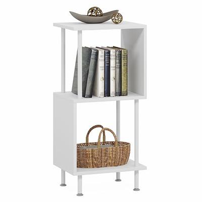 Hosfais S-Shaped Bookshelf, 3 Tier Bookcase, Small Bookshelf for