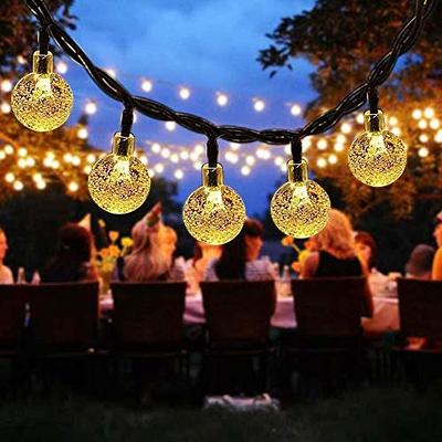 Solar String Lights Outdoor 60 LED 36FT Crystal Globe Lights with 8  Lighting Modes, Waterproof Solar Powered Patio Lights for Garden Yard Porch