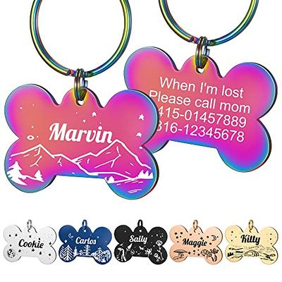 Pawsitively Pet Tags Deep Custom Stainless Steel Pet ID Tags Front and Back Engraved Dog Tags Personalized for Dogs and Cats (Bone 1 X1-1/2)