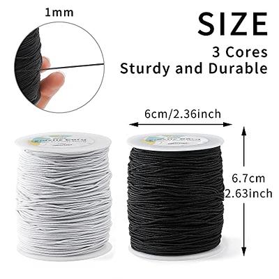 Elastic String for Bracelets, 2 Rolls 1 mm Sturdy Stretchy Elastic Cord for  Jewelry Making, Necklaces, Beading Black and White