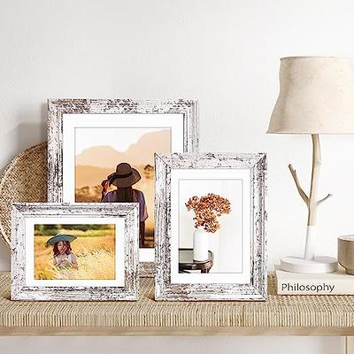 SYNTRIFIC 16x20 Rustic Picture Frames Set of 6,Distressed White Farmhouse  Photo Frames Display Pictures 11x14 with Mat or 16x20 Without Mat,Wall