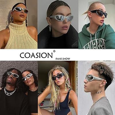 COASION Wrap Around Fashion Sunglasses Oval Dark Vintage Sun Glasses for Men  Women Outdoor Sport Shades UV400 Eyeglasses (Silver/Grey) - Yahoo Shopping