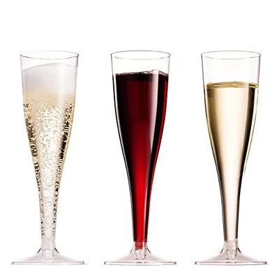 Plastic Champagne Flutes 5 oz - Disposable Clear Glass Like Flutes