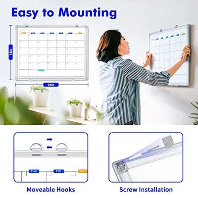 Dry Erase Calendar Whiteboard for Wall, Polegas 24 X 36 Magnetic Dry  Erase Board Whiteboard Calendar, Large White Board Calendar with Lines,  Wall