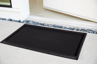 Ottomanson Easy Clean, Waterproof Non-Slip 2x3 Indoor/Outdoor Rubber Doormat,  24 x 36, Black 