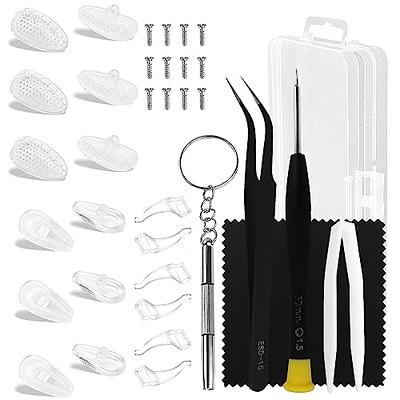 YR 15mm Soft Silicone Air Chamber Eyeglass Nose Pads Eyeglass Repair Kit  Glasses Screws And Micro Screwdriver 5 Pairs Of Screw-in 15mm Air Bag Glasses  Nose Pad Set