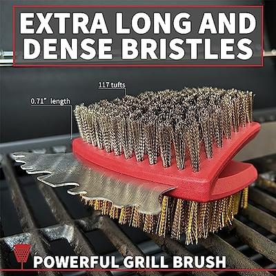 Barbeque BBQ Grill Brush Brass Bristles & Scraper Tool 12 Long