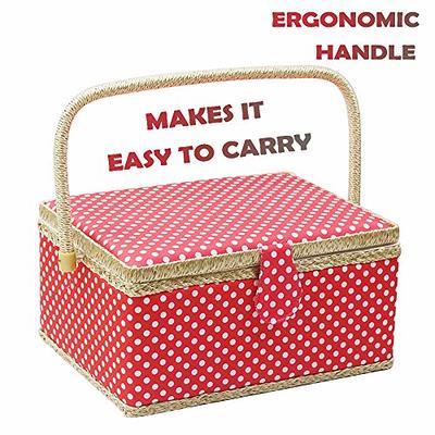 Large Sewing Box with Kit Accessories Sewing Basket Organizer with Supplies  DIY Sewing Kits for Adults, Red Polka Dots - Yahoo Shopping