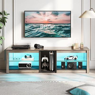 Bestier 70.8 in. Black TV Stand with Fireplace Fits TVs Up to 75 in. LED Entertainment Center