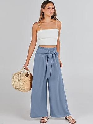Caracilia Womens Linen Palazzo Pants 2024 Summer Fashion Wide Leg Work  Casual High Waist Drawstring Ruffle Trendy Loose Beach Vacation Spring  Trousers with Pockets C93A9 xinghuang-S Apricot at  Women's Clothing  store