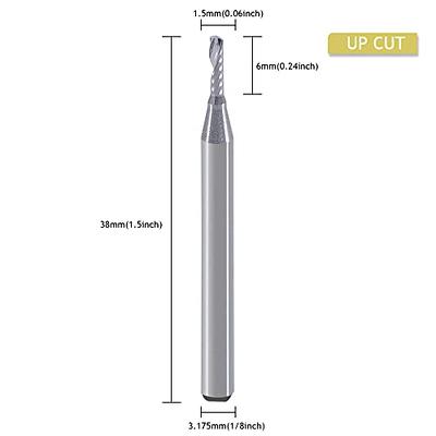 FivePears Up Cut Spiral Router Bit for CNC, 1/2 inch Cutting Diameter and 1-1/2  inch Cutting Length 1/2 inch Shank Carbide End Mill Router Bit for Wood  Carving Engraving Grinding Grooving 