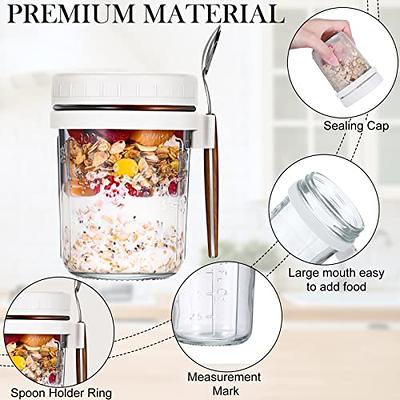 Overnight Oats Jars With Lid And Spoon , Large Capacity Airtight