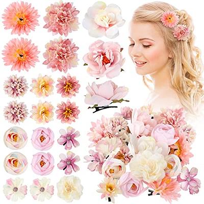 BBTO 21 Pieces Rose Hair Barrettes for Women Flower Hair Accessories Boho  Bride Claw Clip Brooch Pin Headpiece for Girls Wedding (Pink, White) -  Yahoo Shopping