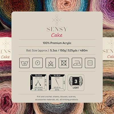 Sensy Cake Yarn, 5.3 oz, 525 Yards, Multicolor Yarn for Crocheting and  Knitting, Craft Yarn, Gauge 3 Light (564) - Yahoo Shopping