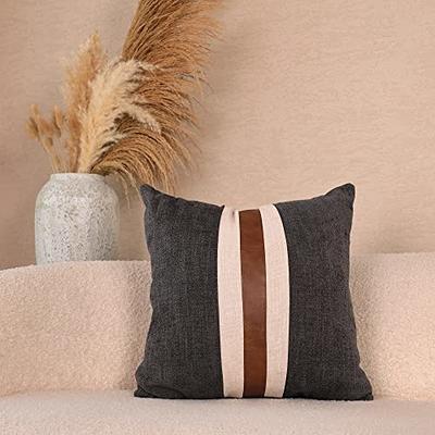 Throw Pillow Covers 24x24 - Decorative Pillows for Couch Set of 2 Rustic Linen Striped Cushion Cover Soft Large Pillowcase for Bedding Decor, Sofa