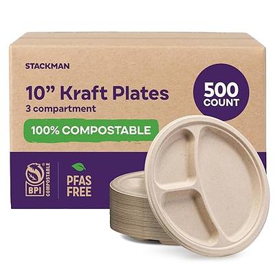 Paper Plates 10 Inch [125 Count], 100% Compostable Disposable