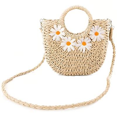 Summer Women Straw Shoulder Bag Hand-Woven Crochet Beach Crossbody