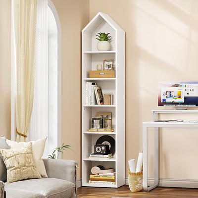 TRIBESIGNS WAY TO ORIGIN Frailey 16 in. Wide White 6 Shelf Corner Bookcase  with Door, Freestanding Corner Shelf Storage Cabinet for Small Space  HD-HYF-NY051 - The Home Depot