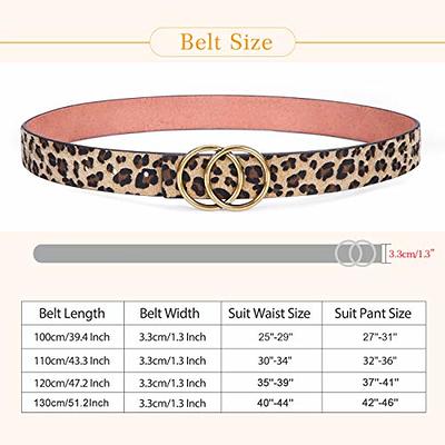 Jasgood Women's Leather Belts for Dresses Jeans Fashion Ladies Black Belt Gold Buckle, Size: Fit Waist 32-36