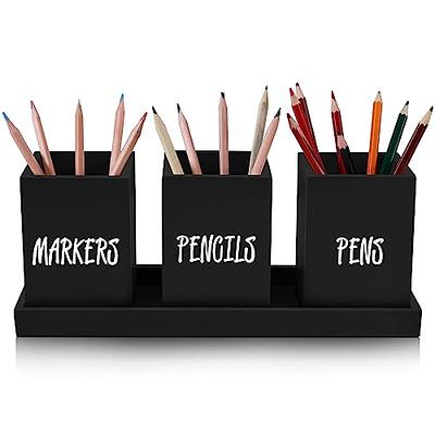 Sherr 4 Pcs Wood Pen Holder for Desk Farmhouse Pen Cup with Wooden Tray  Pencils Markers Holder Modern Desk Organizer for Office Classroom Home  (Black) - Yahoo Shopping