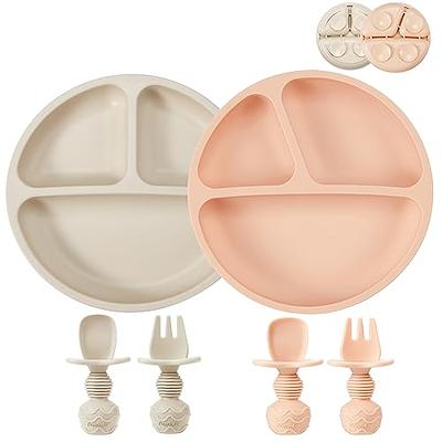 2 Set Baby Feeding Supplies Silicone Baby Led Weaning Feeding Supplies with  Suction Bowl Divided Plate