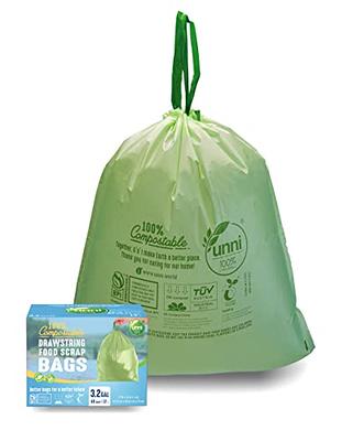 8 Gallon Green Biodegradable Kitchen Trash Bags, 50 Count, US BPI and  Europe